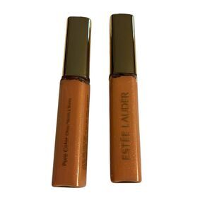 Two Estee Lauder Pure Color Lip Gloss In Sun Burst Sparkle # 46 Sample Gift Size
